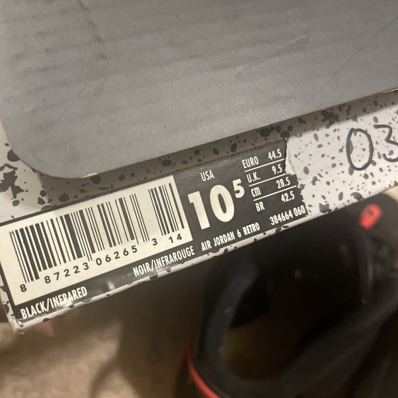 Air Jordan 6 Retro "Black Infrared" (2019) Men's (384664-060) Size 10.5 - Picture 9 of 10